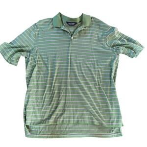 Ralph Lauren Polo Golf Mens Polo. Green with White/Purple Stripes. Size XL